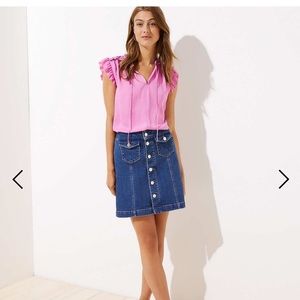 NWT Loft Denim Button Front Shift Skirt Size 0